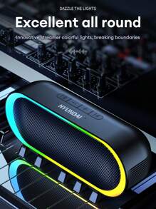 現代hy-s10長電池壽命無線喇叭,炫酷燈光2.0立體聲音效,5.3重低音,適用於智慧型手機、筆記型電腦、tf卡、usb及aux連線 - 黑色 - 查看 10