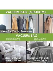 具有拉鍊密封和氣閥的真空收納壓縮袋,可保存旅行服裝、毛衣、連衣裙、外套、被子、枕頭、毯子等物品,可重複使用的壓縮袋,節省空間 - 無色 - 查看 7