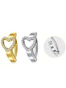 1pc Fashionable Sexy Heart Shaped Belly Button Ring With Rhinestone For Women - Love - View 1