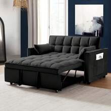 Sofa Bed Modern Convertible Sleeper Sofa Couch With Pull-Out Sofa Bed For Living Room - Black - Black - View 2