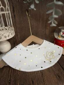 1 Piece White Second-Speed Adjustable Waterproof Fashion Embroidered Saliva Napkin For Baby Girl Suitable For Daily Use - Gold - View 9