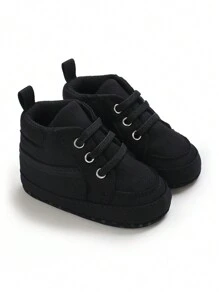 Newborn Infant Boys' & Girls' Solid Color High-Top Canvas Soft Sole First Walking Shoes, Infant Sports Shoes