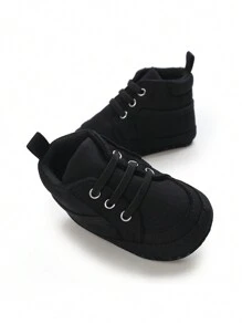 Newborn Infant Boys' & Girls' Solid Color High-Top Canvas Soft Sole First Walking Shoes, Infant Sports Shoes