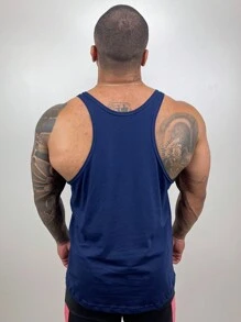 Men Tank Tops - Navy Blue - View 3
