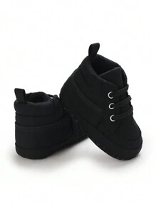 Newborn Infant Boys' & Girls' Solid Color High-Top Canvas Soft Sole First Walking Shoes, Infant Sports Shoes