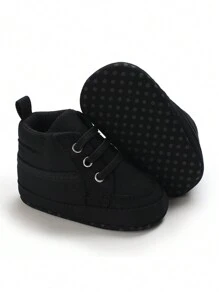 Newborn Infant Boys' & Girls' Solid Color High-Top Canvas Soft Sole First Walking Shoes, Infant Sports Shoes