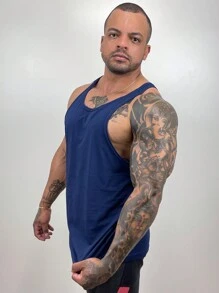 Men Tank Tops - Navy Blue - View 5