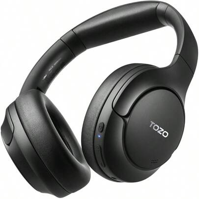 TOZO HT2 Hybrid Active Noise Cancelling Headphones, Wireless Over Ear Bluetooth Headphones, 60H Playtime, Hi-Res Audio Custom EQ Via App Deep Bass Comfort Fit Ear Cups, For Home Office Travel
