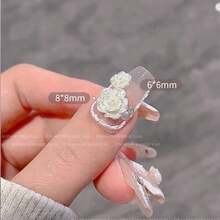 100入組 6mm 8mm 珍珠光澤山茶花和玫瑰花指甲藝術珠寶配件 - 白色 - 查看 8