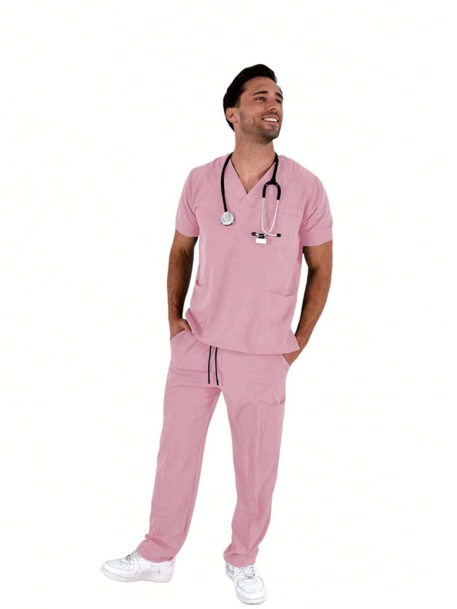 SOULMATE Pijama Quirúrgica Hombre Boston - Rosa - Ver 1