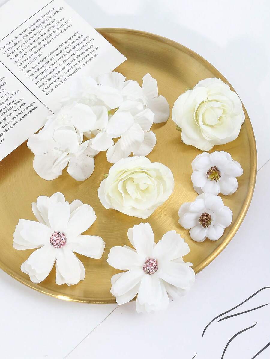 7pcs/Package Artificial White Flower Materials Set - White - View 1