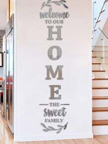 5pcs 3d Acrylic Mirror Wall Stickers Home Decoration, Diy Self-Adhesive Silver Acrylic Decals With Letter Logo For Living Room, Bedroom