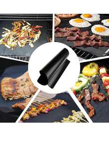 2入組,燒烤墊,不沾燒烤墊,重責任燒烤墊,可重複使用燒烤墊,易於清潔,燒烤墊電燒烤燃氣燒烤,燒烤墊黑色燒烤廚房戶外野餐,廚房配件,燒烤配件 - 黑色 - 查看 4