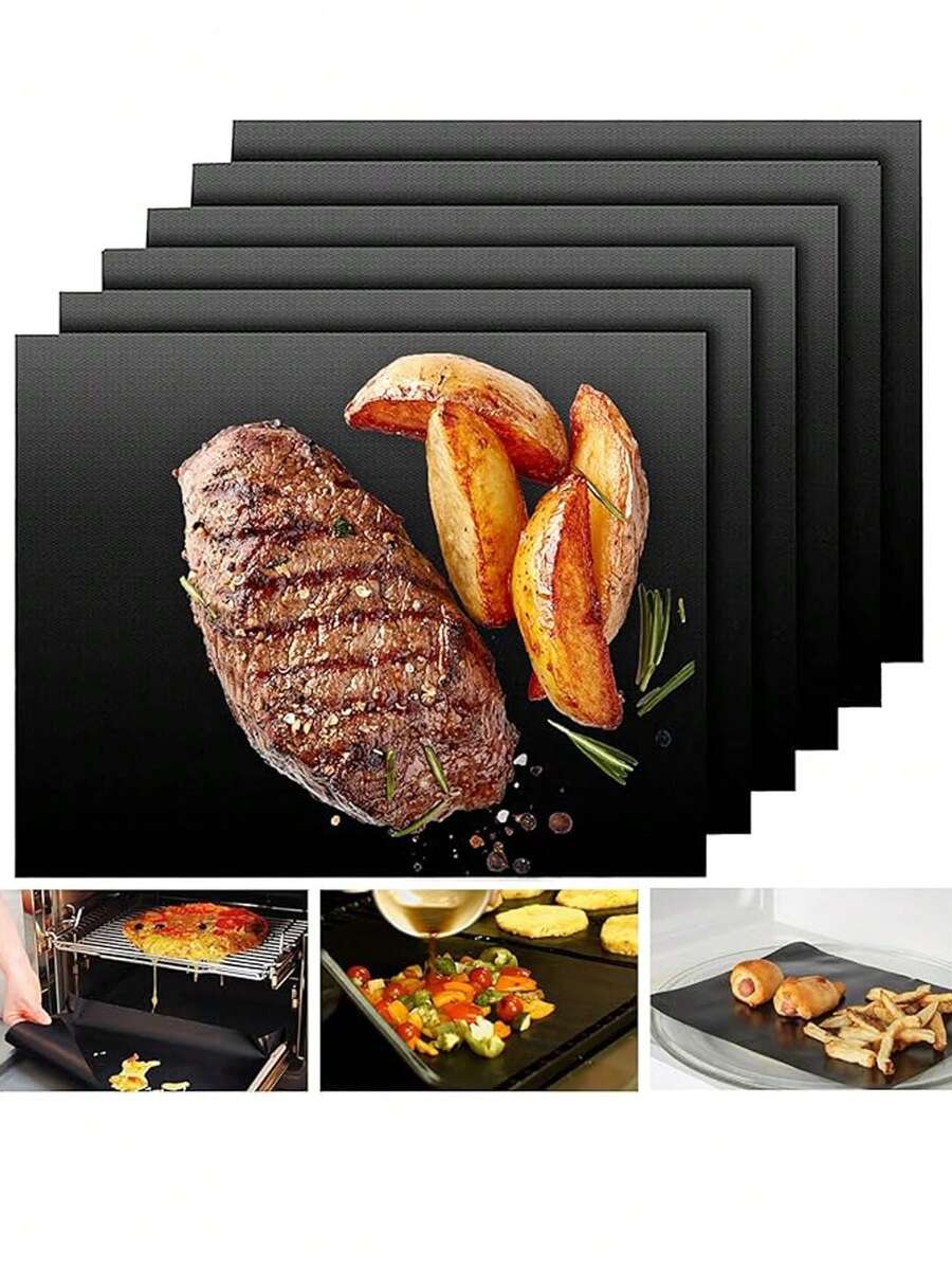 2入組,燒烤墊,不沾燒烤墊,重責任燒烤墊,可重複使用燒烤墊,易於清潔,燒烤墊電燒烤燃氣燒烤,燒烤墊黑色燒烤廚房戶外野餐,廚房配件,燒烤配件 - 黑色 - 查看 1
