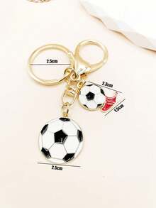1pc Zinc Alloy Mini Football Pendant Keychain, Great Thanksgiving Day/Sports Event/Party Gift For Family/Friends - Gold - View 4