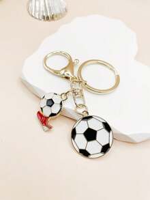1pc Zinc Alloy Mini Football Pendant Keychain, Great Thanksgiving Day/Sports Event/Party Gift For Family/Friends - Gold - View 2