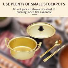 1Set Pot Korean Ramen Noodle Cooker Chopsticks And Spoons Hot Cooking Instant Aluminum Stew Shabu Ramyun Cookware Soup Japanese Lid Stock Steel - Gold - View 4