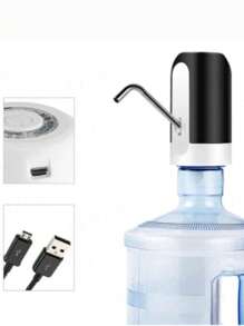 Bebedouro Bomba Elétrica P/ Galão De Água Recarregável Usb - Preto e Branco - Visão 2