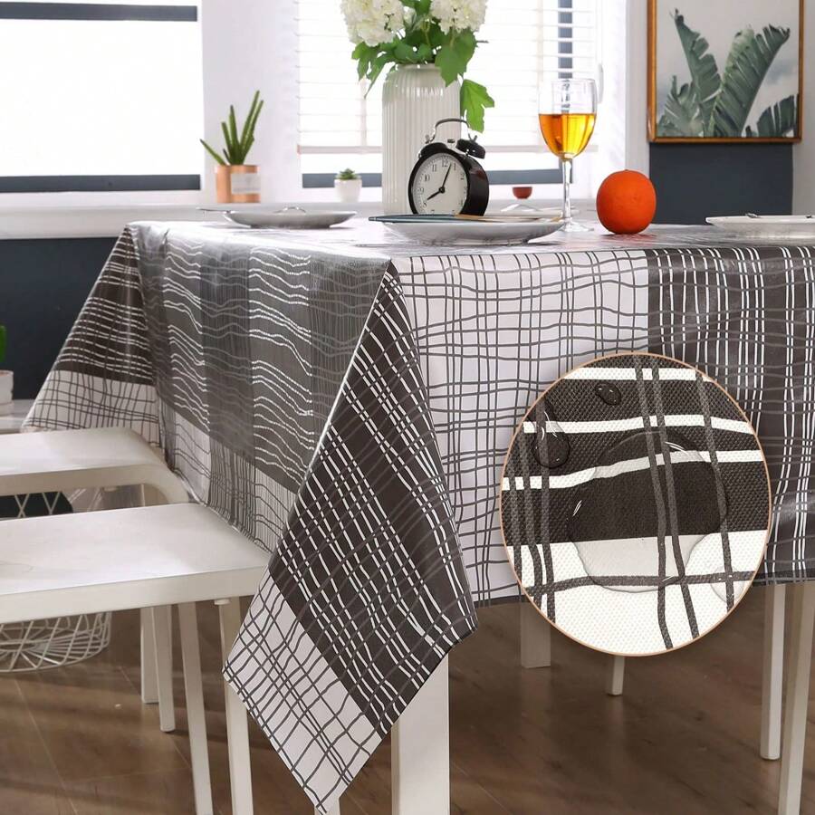Qucover Mantel Mesa Resinado Antimanchas Impermeable Nórdico Moderno de Plástico PVC de Hule Rectangular Negro Gris Blanco para Cocina Comedor,140 x 240cm - Blanco y Negro - Ver 1