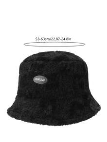 1pc Women's Fleece Bucket Hat, Winter Warmth, Fashionable, Flatters Your Face, Casual Style - Black - View 4
