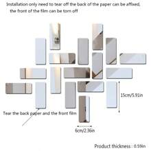 18件時尚鏡子裝飾牆貼長方形diy組合壓克力材質立體鏡子牆貼套組適合現代客廳臥室使用 - 金色 - 查看 2