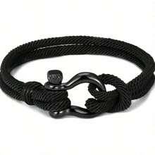 1個手工編織的手環“給我兒子”,作為生日、畢業、感恩節和聖誕節的禮物 - 黑色 - 查看 2