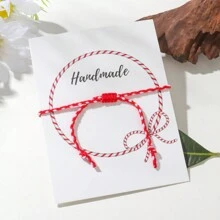 希臘進行曲手鍊紅白彈簧可調鑽石圖案martaki保護手鍊友誼手鍊附卡 - 三月手鐲 - 查看 4