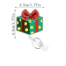 1入組可伸縮聖誕節徽章卷軸,帶有鱷魚旋轉夾的護士id名卡,可愛的聖誕老人雪人雪花房子聖誕禮物胸牌持有者,適用於護士學生 - 綠色 - 查看 2