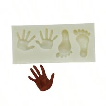 A Piece Of Gray And White Small Hands And Feet Cake Chocolate Clay Silicone Mold Western Pastry Decoration Tool Candle Mold - gray - View 4
