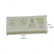 A Piece Of Gray And White Small Hands And Feet Cake Chocolate Clay Silicone Mold Western Pastry Decoration Tool Candle Mold - gray - View 3