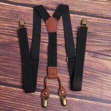 1pc Men's Elastic Y-Back Clip-On Suspenders, Adjustable Length Halloween