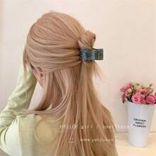 1 件装高魅力层次优雅发夹女士后头夹头饰碎发夹发饰高马尾夹 - 卡其色 - 查看 1