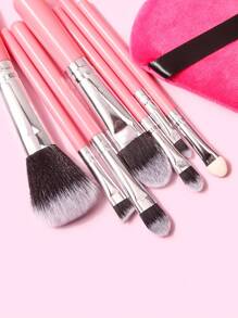 7pcs Soft Bristle Mini Makeup Brush Set & 6pcs Powder Puff Makeup Sponge,Brush Set,Makeup Brush Kit,Make Up Brush Set,Make Up Set Complete,Makeup Brush Set,Complete Makeup Kit,Brush Kit,Brushes Makeup Set,Makeup Gift Set,Set - Pink - View 6