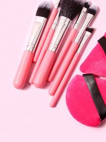 7pcs Soft Bristle Mini Makeup Brush Set & 6pcs Powder Puff Makeup Sponge,Brush Set,Makeup Brush Kit,Make Up Brush Set,Make Up Set Complete,Makeup Brush Set,Complete Makeup Kit,Brush Kit,Brushes Makeup Set,Makeup Gift Set,Set - Pink - View 7