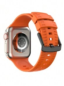 1入版型男女運動時尚硅膠手錶表帶,適用於apple Watch 40mm 49mm 44mm 45mm 41mm 42mm 38mm,適用於series Ultra2 Se 9 8 7 6 5 4 3 2 1 Apple Watch配件 - 橘色 - 查看 1
