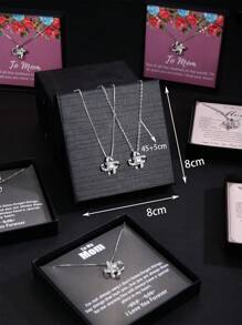 1入組『給我美麗的媽媽』鋯石愛結項鍊,送給媽媽的禮物,母親節禮物 - 彩色 - 查看 4