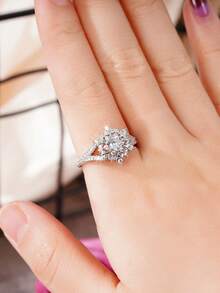 1枚浪漫立方氧化鋯女戒,情人節禮物,婚禮訂婚紀念日派對珠寶 - 1# - 查看 7