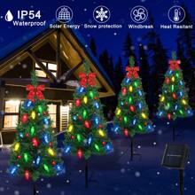 4 Pack 37In Solar Christmas Tree Lights Solar Outdoor Christmas Tree with Waterproof 80 Lights Christmas Solar Lights Christmas Outdoor Light for Decor Garden Yard Pathway - Multicolor - View 3