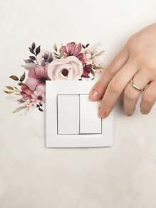 1pc Watercolor Flower & Leaf Switch Sticker - Multicolor - View 5