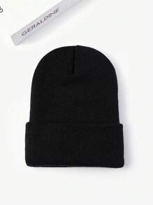 1頂韓式男女適用針織帽子,秋冬季暖和耳保暖純色中性帽子