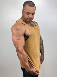 Regata Cavada Masculina em Algodão Básica Lisa Sem Estampa Marca Bombey