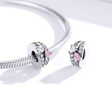 bamoer 1 PC 925 Sterling Silver Marriage Theme Pendant Charms Heartbeat Boy & Girl Beads For Women Bracelet Necklace DIY Accessories Valentines