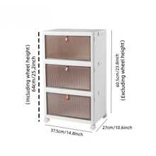 3 Packs, Large Foldable White PP Plastic Shoe Storage Boxes With Wheels - 3 Layers Of Clear Stackable Shoe Display Boxes For Organized Shoe Storage Bedroom Accessories - White - View 2