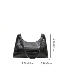 1入女孩時尚流行小方包,柔軟質感的腋下手機包,輕量級pu皮革休閒包 - 黑色 - 查看 2