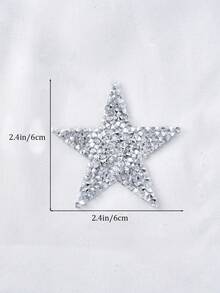 1pc Diamond & Star Shaped Sew-On Applique (Iron On) - Silver - View 2