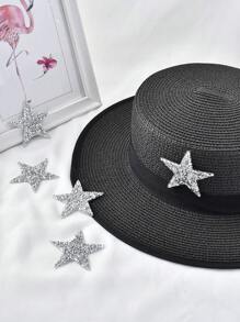 1pc Diamond & Star Shaped Sew-On Applique (Iron On) - Silver - View 4