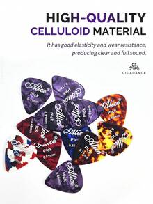 12pcs/Set Alice Guitar Picks Plectrum Celluloid Thickness 0.46mm/0.71mm/0.81mm Colorful Anti-Skid Wear-Resistant Longer Service Life Various Thicknesses Available Suitable For Folk Guitar Classical Guitar Electric Guitar Ukulele Guitar Accessories Christmas Birthday New Year Gift - Multicolor - View 2