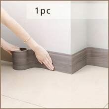 1卷加厚仿木纹踢脚线墙贴，自粘式客厅卧室墙壁转角装饰，3.15英寸 X 196.85英寸