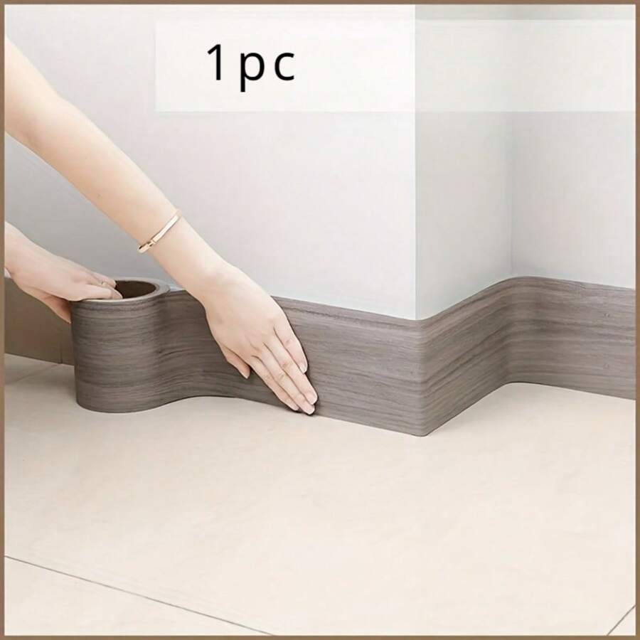 1卷加厚仿木纹踢脚线墙贴，自粘式客厅卧室墙壁转角装饰，3.15英寸 X 196.85英寸