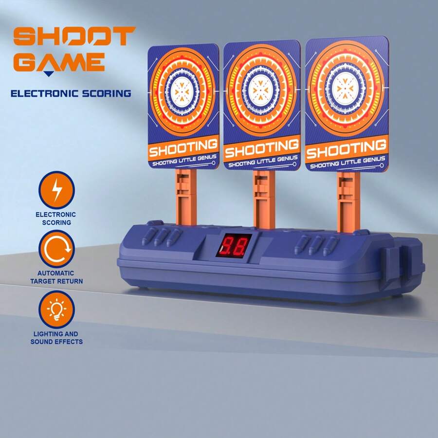 Electronic Shooting Target, Scoring Auto Reset Digital Targets For Nerf Guns, Shooting Game Toys Gifts For Age 5, 6, 7, 8, 9, 10+ Years Old Kids, Boys - Blue - View 1